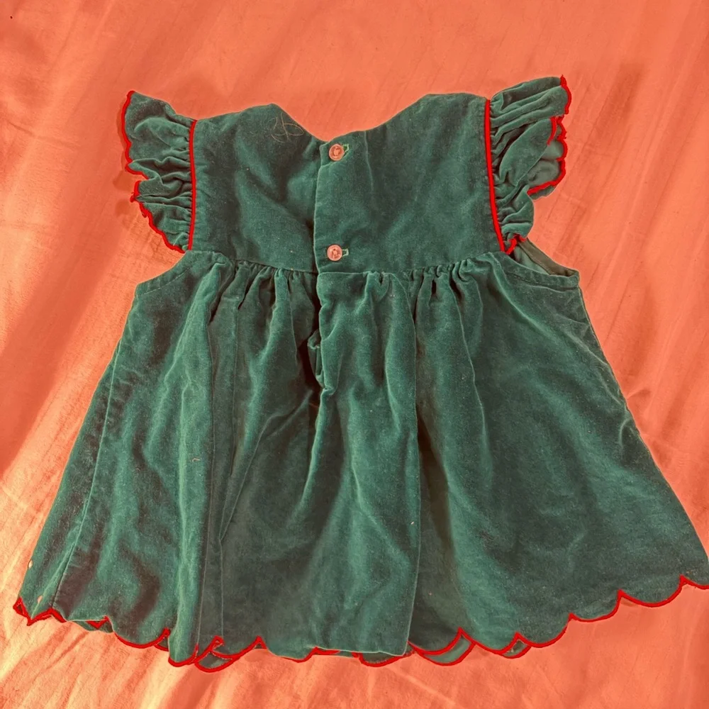 Teal Baby Dress with Cherry Embroidery